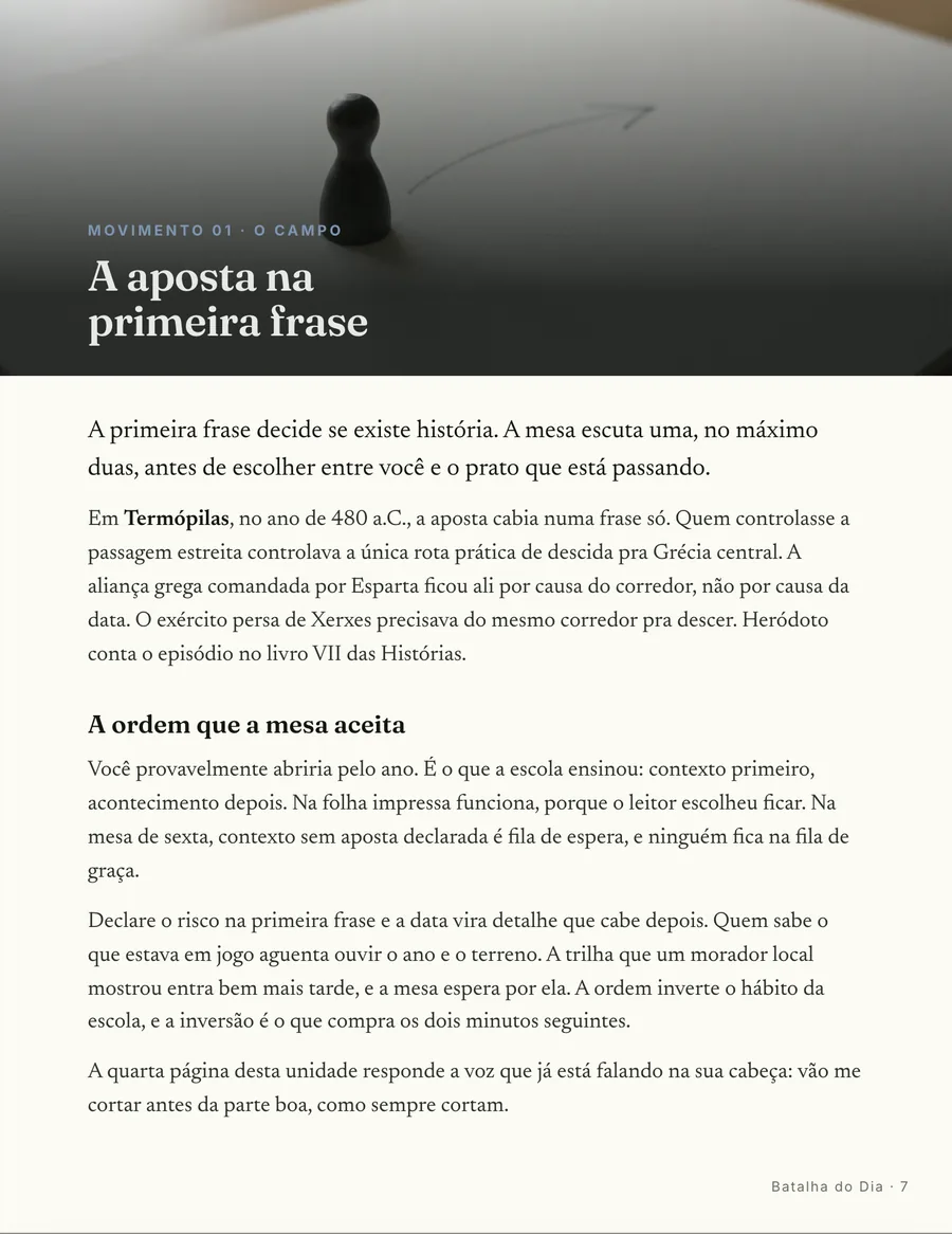 Página real do guia: Abertura de movimento
